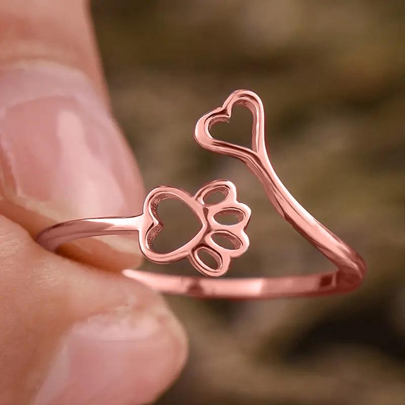 

1 шт. Милое кольцо в форме сердца с кошачьей лапкой, Милый стиль, Подарок, На каждый день 10 розового золота