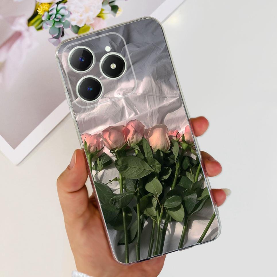Voor Realme C63 C61 Narzo N61 N63 Hoesje Bloemen Vlinder Dames Mode Achterkant Transparant Zacht Slank Siliconen Bumper Shell
