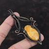 Fossil Coral Pendant Copper Wire Wrapped Gemstone Jewelry Handmade Ethnic Pendant Fossil Coral Jewelry Copper Wire Wrap Pendant Wedding Gift