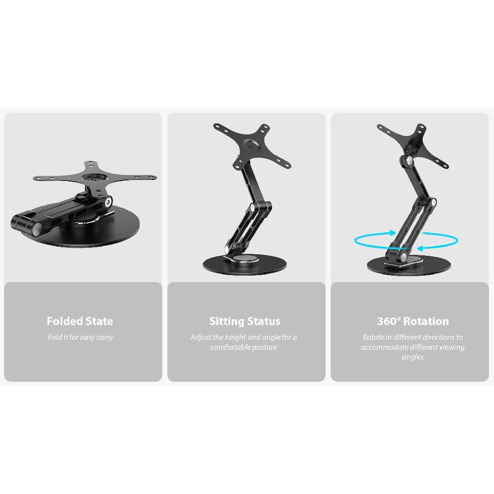 UPERFECT VESA Monitor Desk Mount Single Monitor Stands Freestanding Fits 12'' to 22'' Computer Screen with Height Adjustable