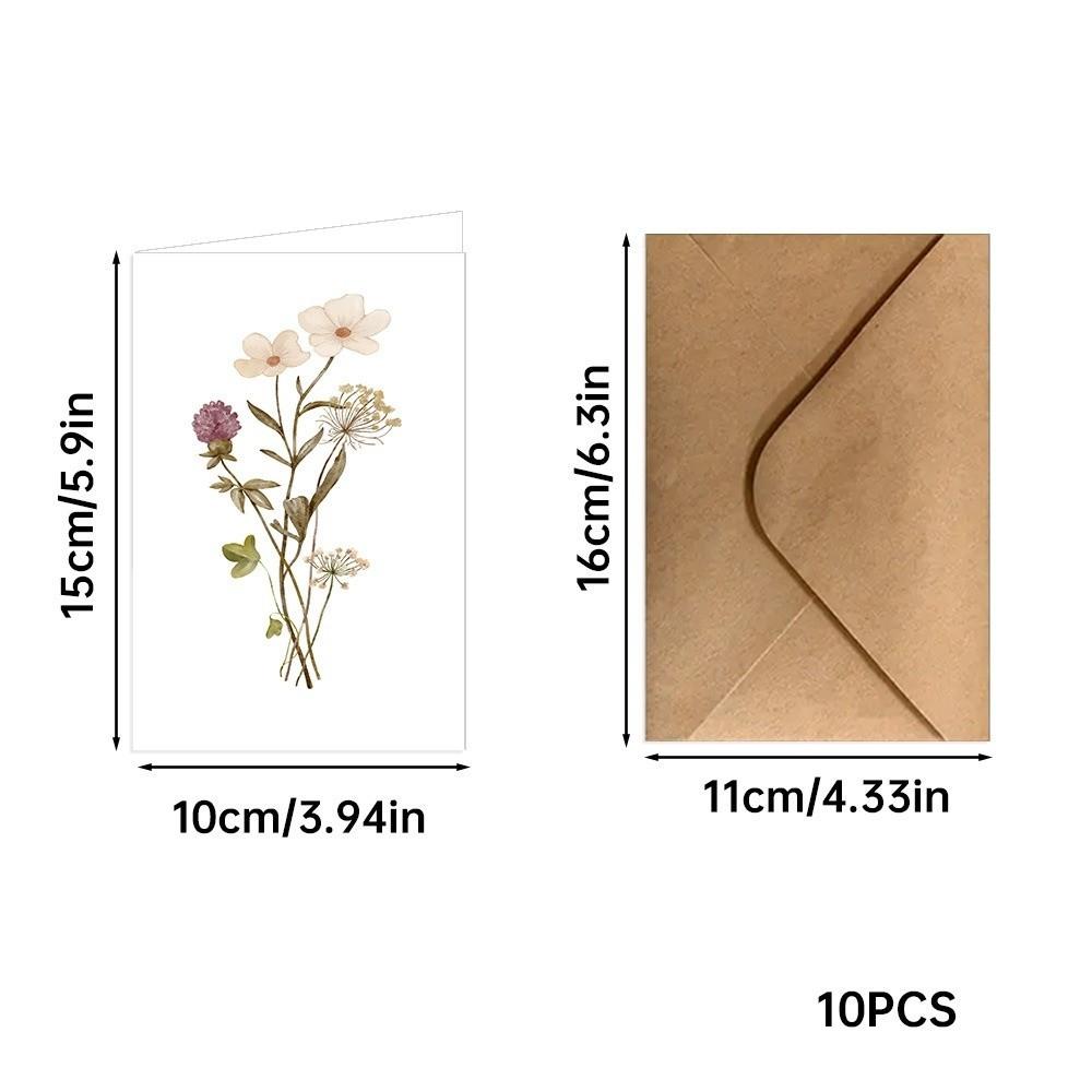 10 Pcs Watercolor Flower Blank Note Cards DIY Party Invitation Card Artistic Blank Greeting Cards