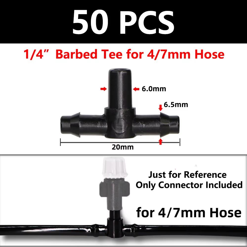 50pcs Barbed Connectors Irrigation Fittings Drip Irrigation Barbed Connectors 4/7mm Tubing Fittings for Flower Pot Garden Lawn