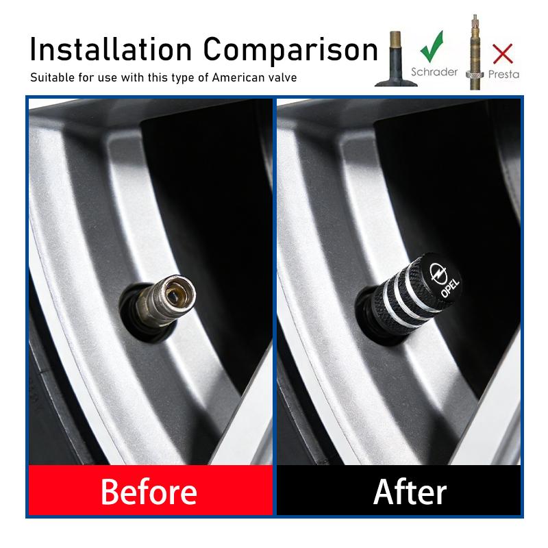 4/8 Pezzi Tappi Coprivalvole per Pneumatici Ruote Auto Copertura Protettiva Antipolvere Per Opel Meriva Mokka Grandland Vectra Zafira Vivaro Antara
