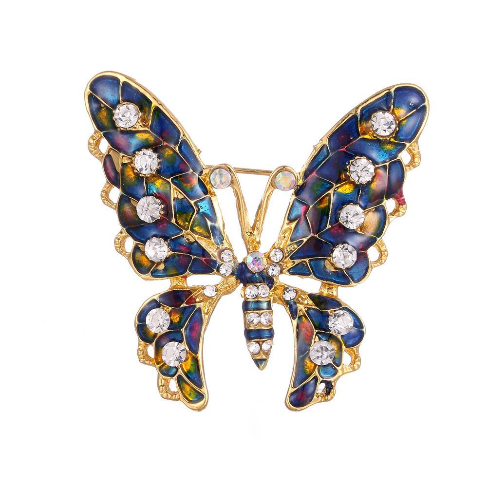 

Colorful Rhinestone Butterfly Enamel Brooch - High-End Fashion Corsage Accessory