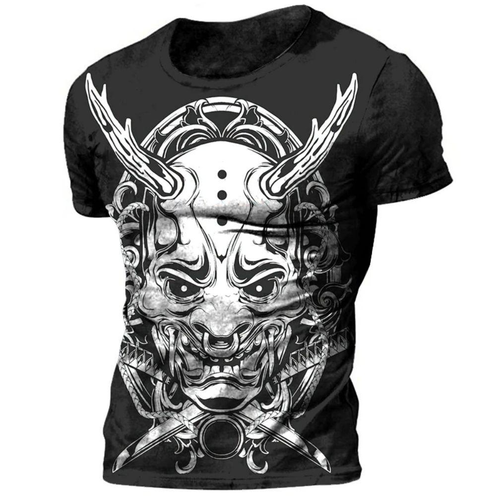 Japanepe Samurai T-shirt Men Japan Style Print Short Sleeve Tops Tees Casual Retro Boys T Shirt Oversized Vintage Men's Clothing