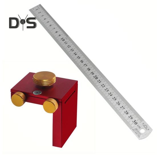 Bloc de poziționare pentru trasare în tâmplărie cu riglă de înaltă precizie, portabil, reglabil, riglă T-pătrată glisantă, instrument de precizie pentru trasare