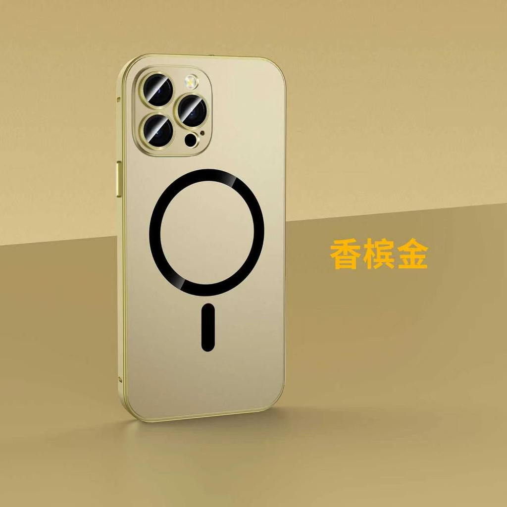 Luxurious Aluminium Magnetic Phone Case For 12 13 14 15 16 17 18 Pro Max Plus Air Lens Glass Protective Metal Phone Cover