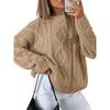 Twisted Cable Knit Crew Neck Loose Long Sleeve Sweater For Autumn Winter