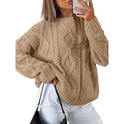 Maglione Girocollo a Treccia Manica Lunga Largo per Autunno Inverno
