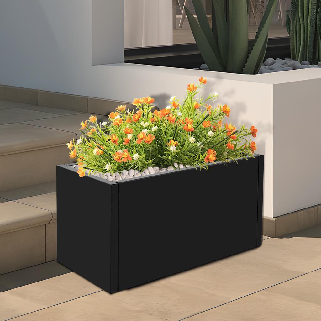 Large Metal Planter Box, Rectangular Steel Garden Planter, 25x12x12 In Outdoor Flower Box for Patio Lawn Decor, Plant Container