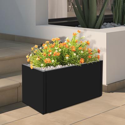 Large Metal Planter Box, Rectangular Steel Garden Planter, 25x12x12 In Outdoor Flower Box for Patio Lawn Decor, Plant Container