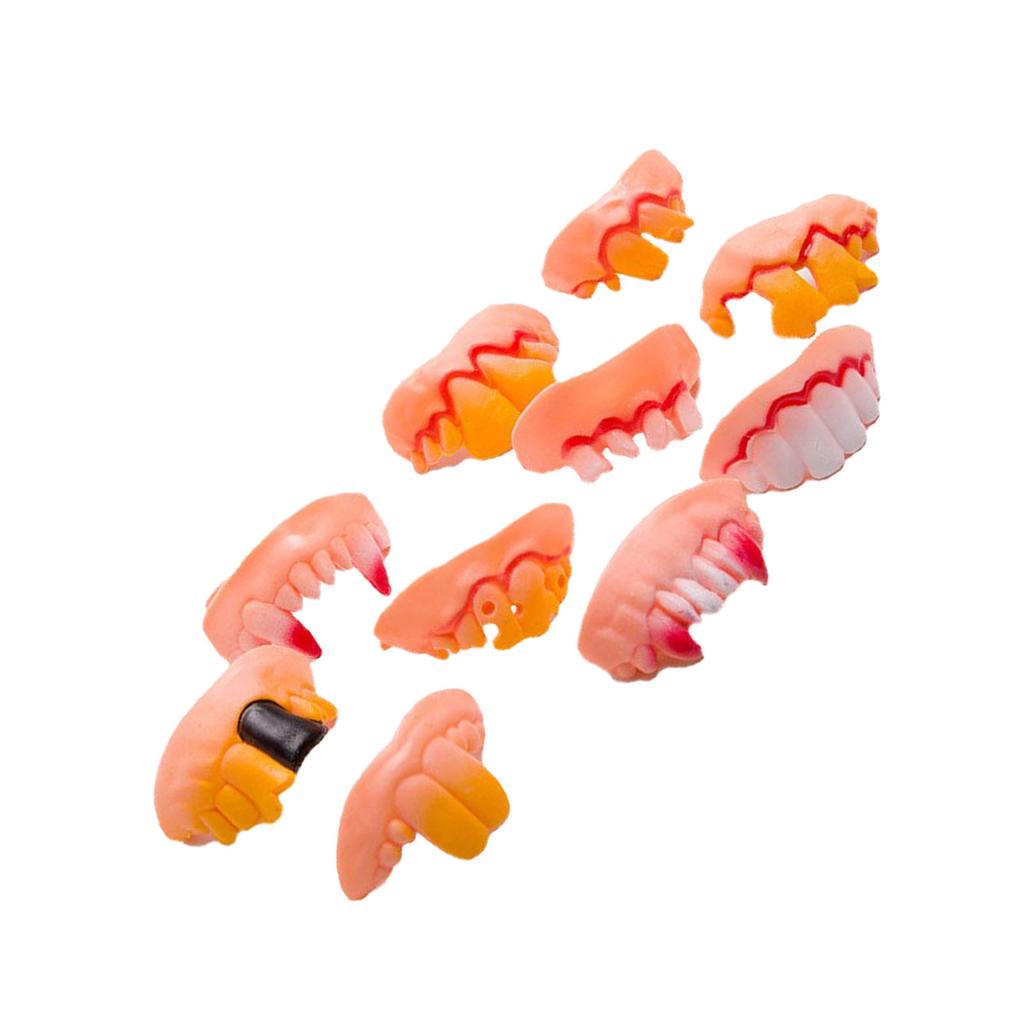 10PCS Dentures Toy Funny Realistic Plastic Teeth Decoration Props for Cosplay Costume Party Shows