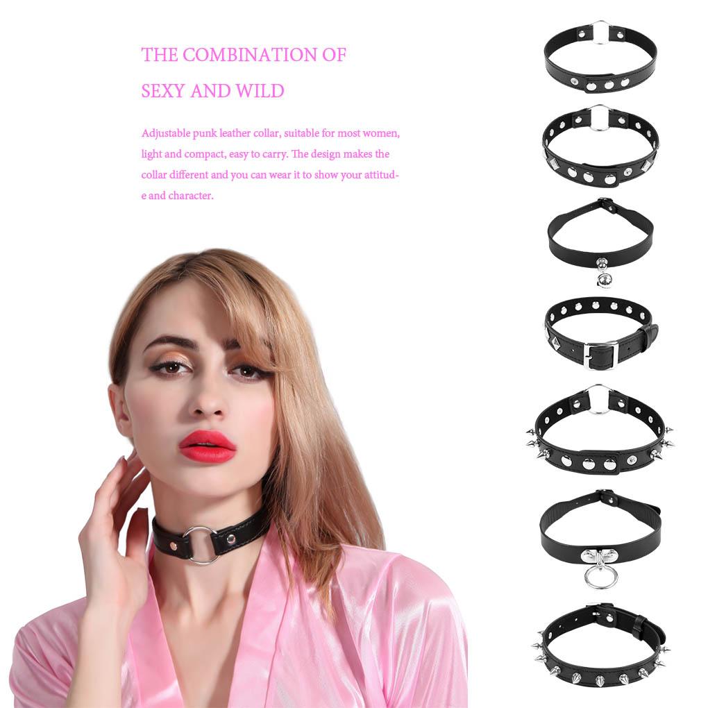 Leather Collar Fashion Foreplay Women PU Leather Necklace Adjustable Choker Adults Toy