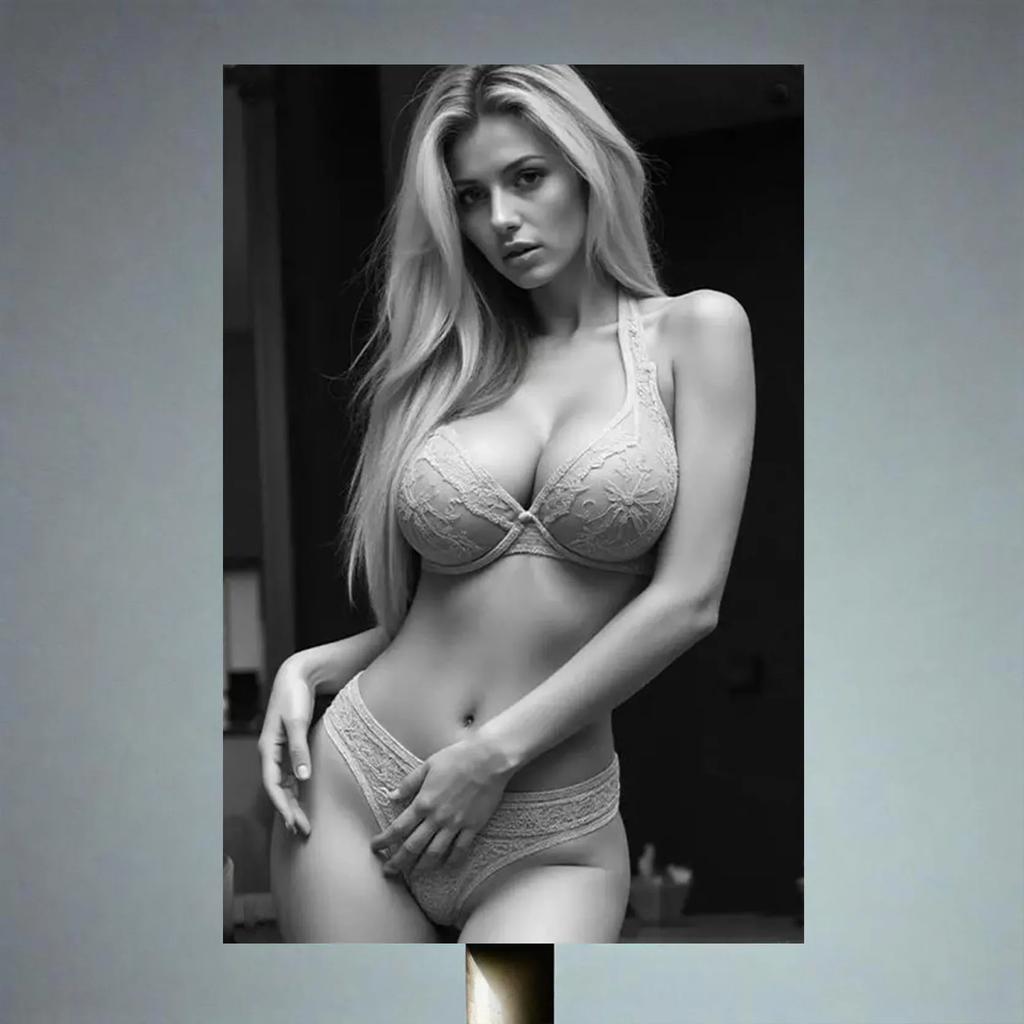 Vintage Metal Sign Sexy Black White Woman - Pre-Drilled Hanging Decor for Man Cave Bar Garage Gym Bathroom - Heavy Duty Indoo