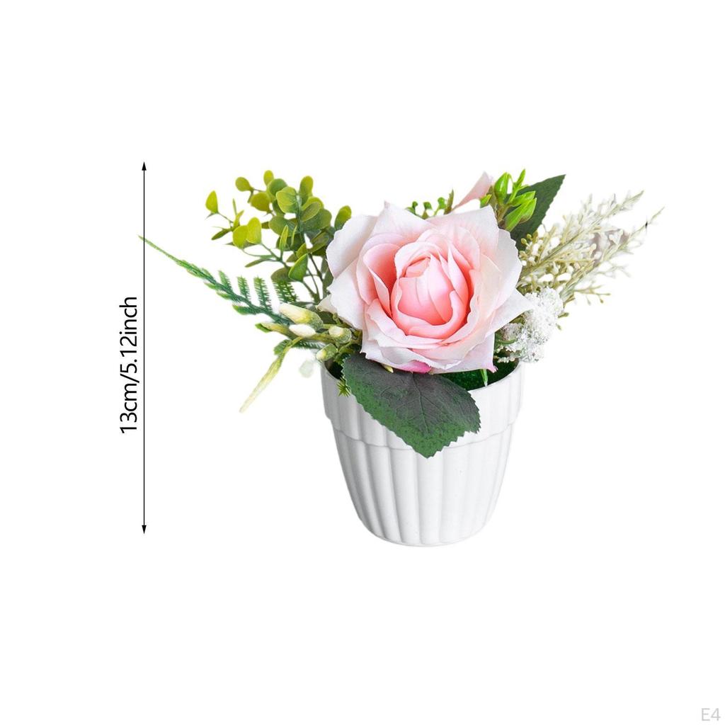 Artificial Potted Rose Flowers Fake Plants Decoration Table Ornament for Banquet Bedroom