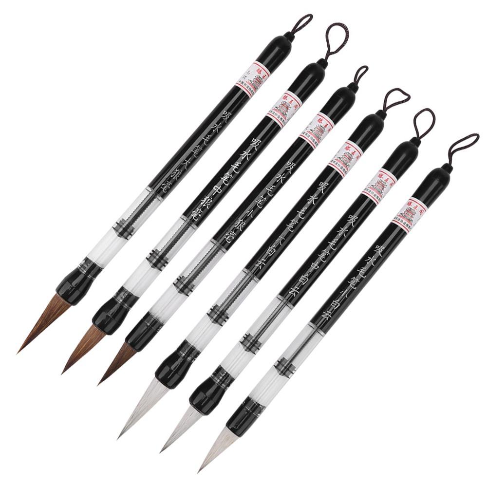 6Pcs Piston Fill Design Chinese Brush Pen Calligraphy Water Brush  Water Calligraphy