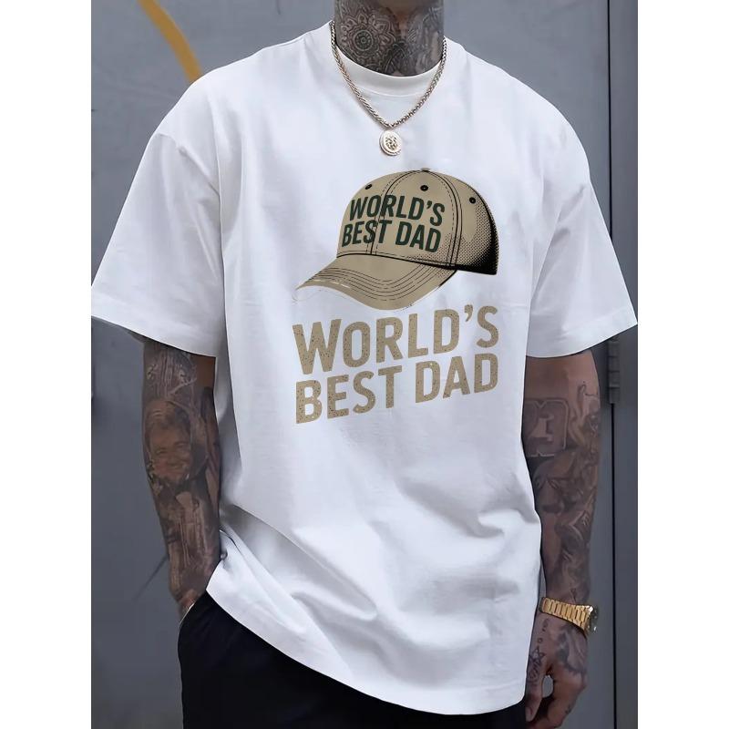 

European sizes Men S Black T-Shirt with World S Best Dad Print and Hat Graphic - Perfect Gift for Father S Day 4XL білий