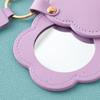 Faux Leather Flower Makeup Mirror Waterproof Portable Vanity Mirror Keychain