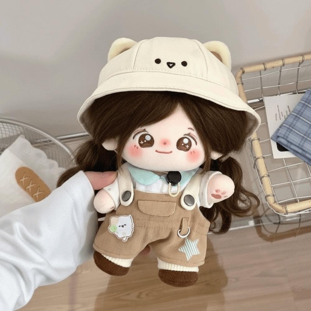 1 set Cartoon Overalls 20cm Cotton Doll Clothes Outfit Plush Doll Clothes Doll Accessories