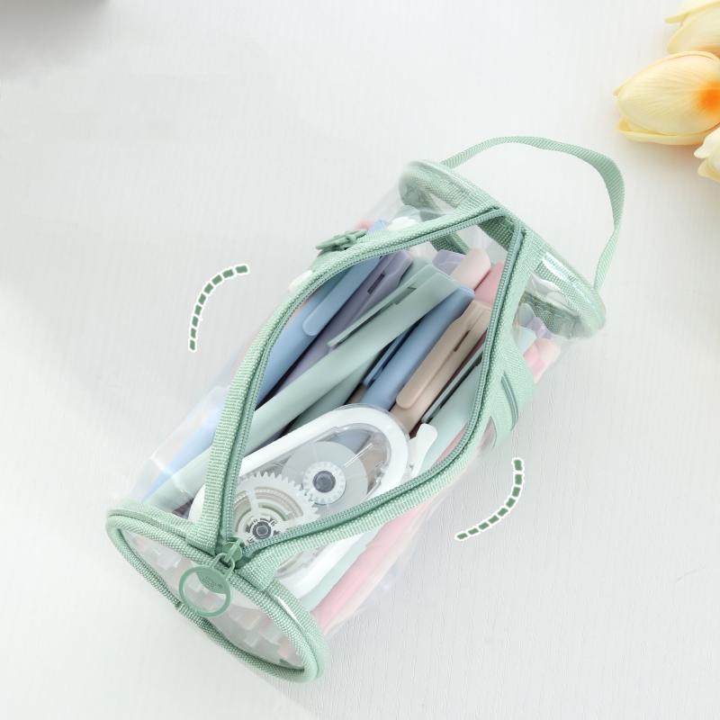 Transparent Mesh Pencil Holder Pen Case Handbag Large Capacity for School Office Stationery