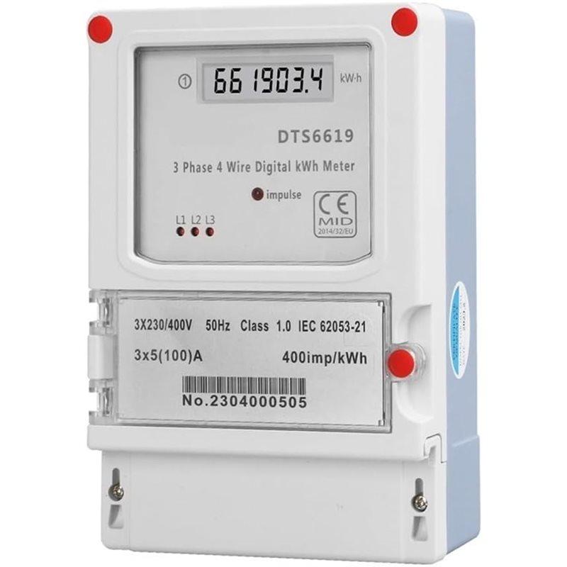 Electricity Measurement 380V 3-Phase 5-100A 4-Wire LCD Digital Energy Meter Kwh Power Consumption 35Mm DIN Rail Mounting