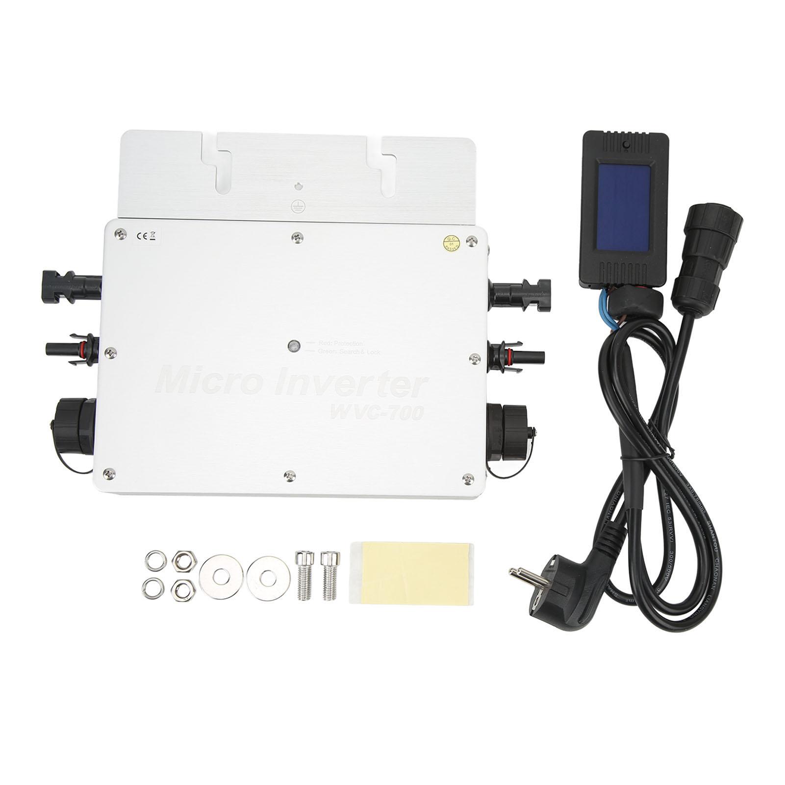 WVC700W Солнечный сетевой инвертор Солнечный фотоэлектрический инвертор с водонепроницаемым ЖК-экраном Серебристый