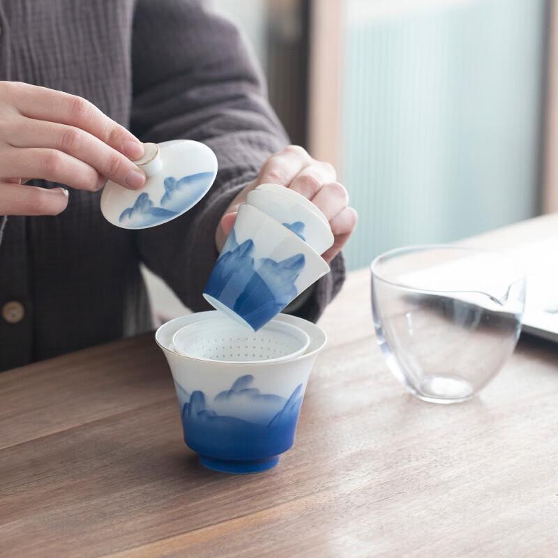 High Mountains & Flowing Water Portable Ceramic Tea Set