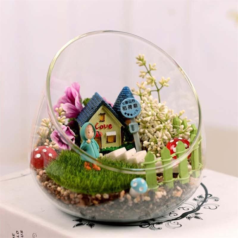 Sticlă ecologică DIY: Vază oblică din sticlă pentru micro-peisagistică, mușchi și plante suculente – meșteșuguri hidroponice cu flori