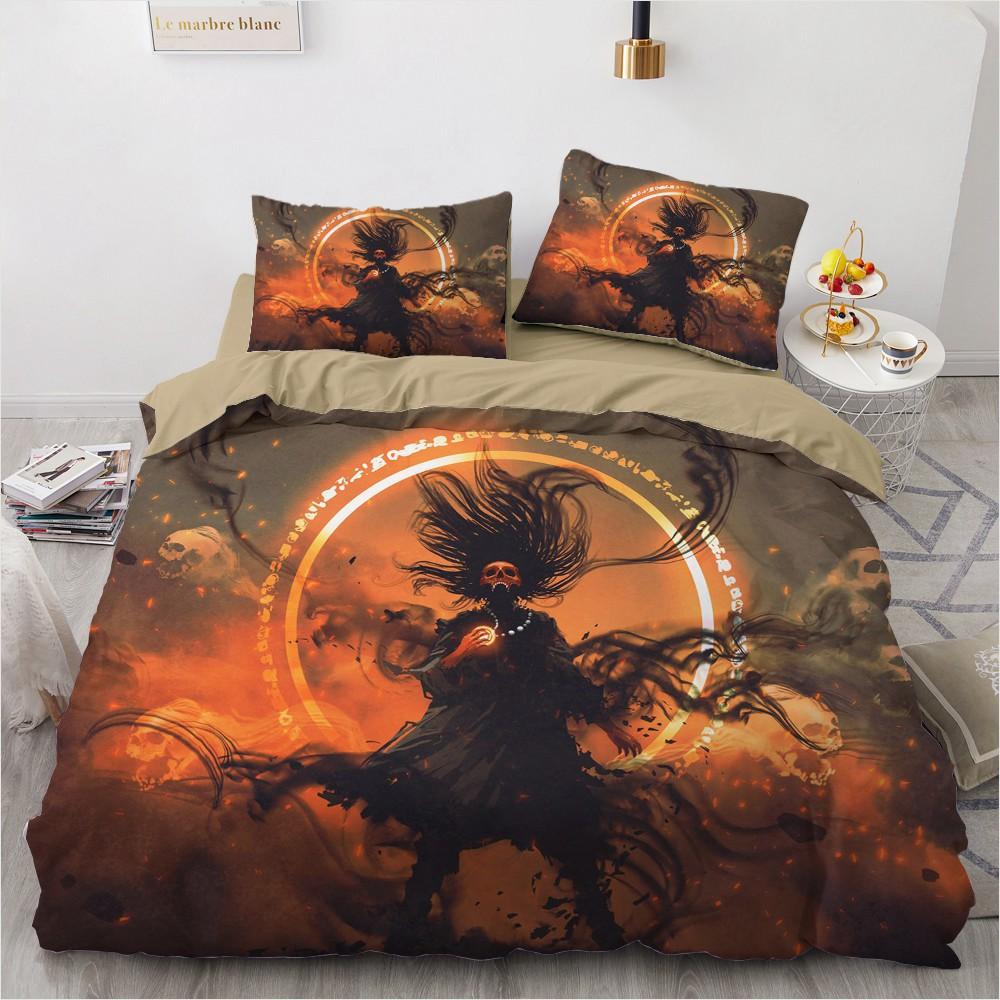 3D Horror Skull Demon Duvet Cover Set Skeleton Gothic Monster Bedding Set Black Comforter Cover For Boys,full Queen Size 2/3pcs