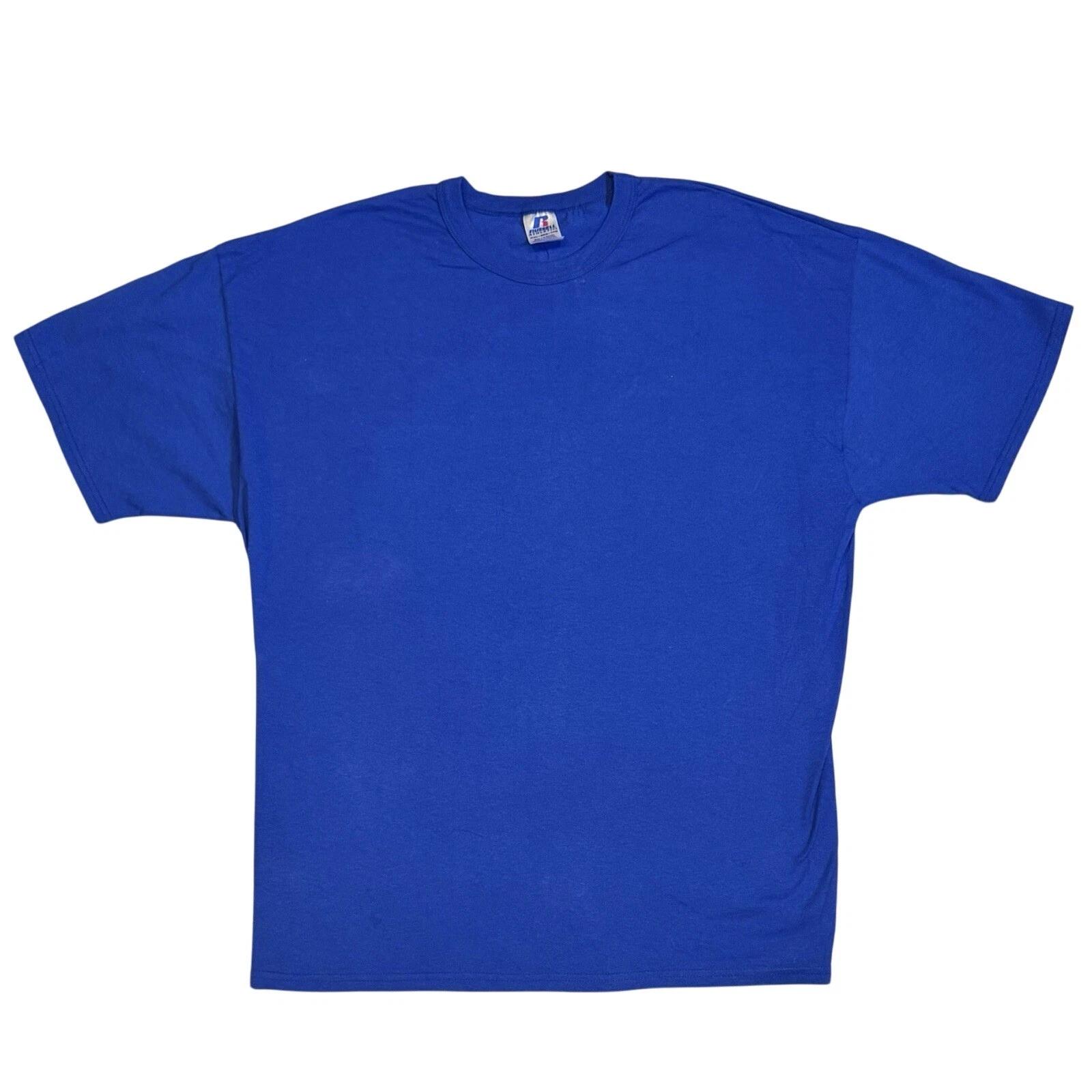VTG Mens 2XL Blank T-Shirt Plain Cotton Russell Athletic 90s Streetwear Skater L