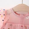 Summer New Year-old Girl Baby Wave Point Fluffy Mesh Skirt Baby Girl Flying Sleeve Princess Skirt Fairy Girl Skirt
