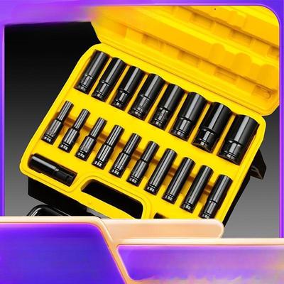 Extended Electric Wrench Socket Set: Large, Medium & Small Hex Air Gun Socket Heads for Auto Repair