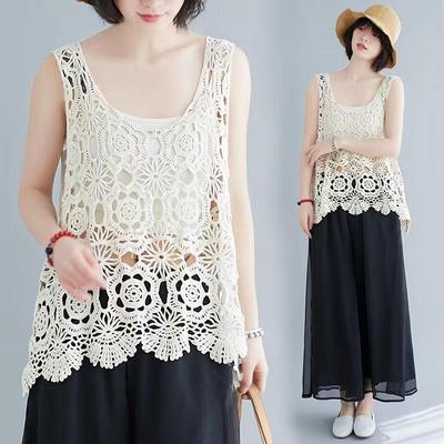 Mori Style Crochet Lace Summer Camisole - Vintage Loose Vest/Cardigan