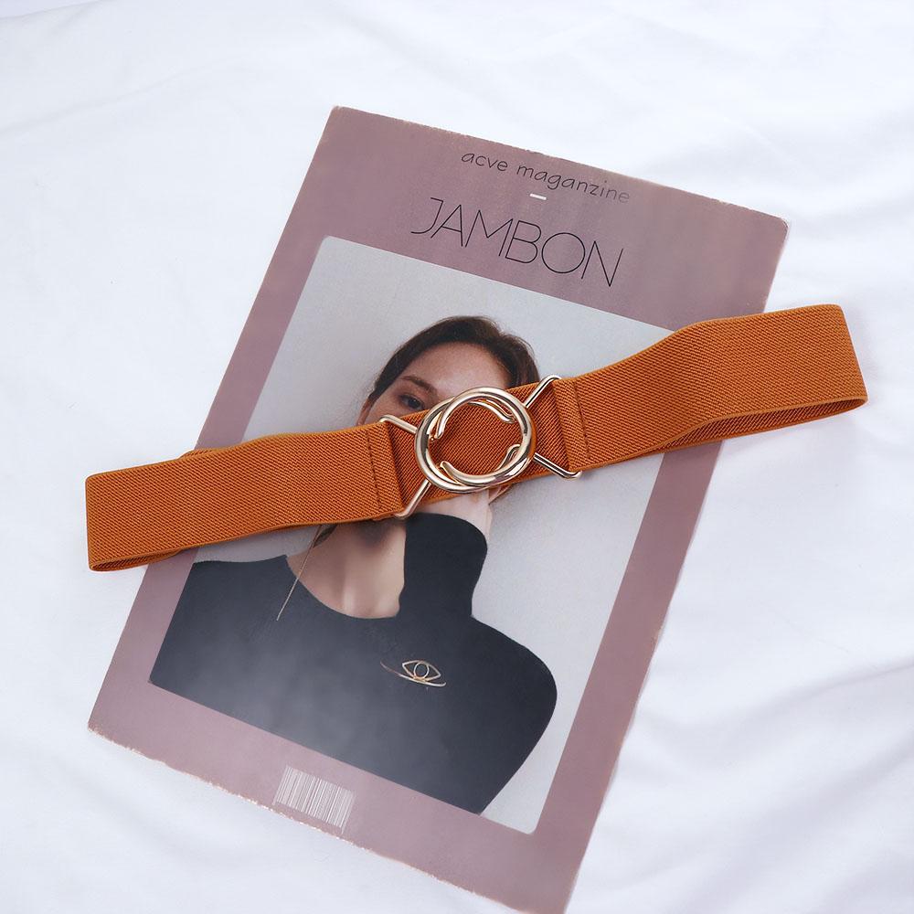 Dress Decoration Elastic Waist Belt Gold Round Buckle Belt Female Waist Strap Women Waistband