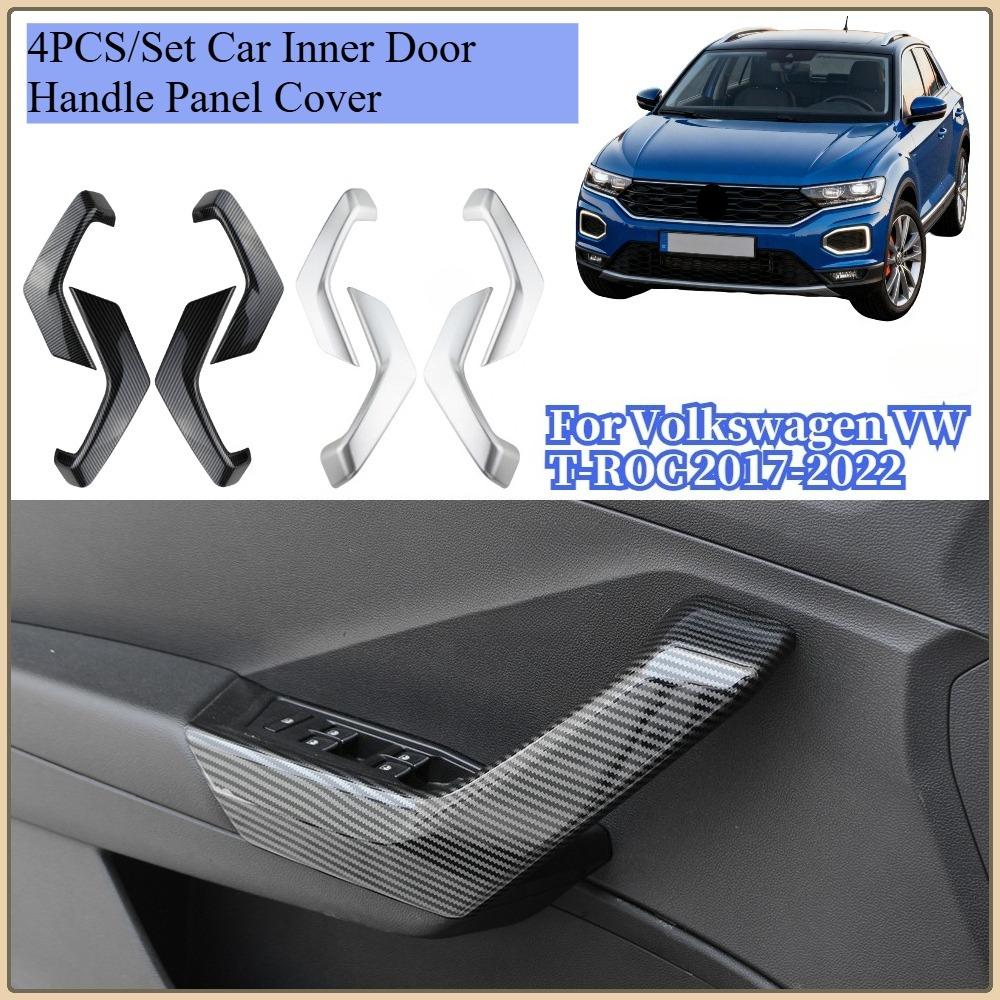 Car Inner Door Handle Panel Sticker for Volkswagen VW T-ROC 2017-2026 4PCS/Set Armrest Handrail Frame Decorative Accessory