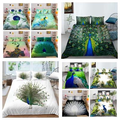 New Fashion 3D Peacock Printing Duvet Cover Peafowl Handle Bedding Cover Quilt Cover Beatiful Home Bedspreads Single Size Bed Clothes