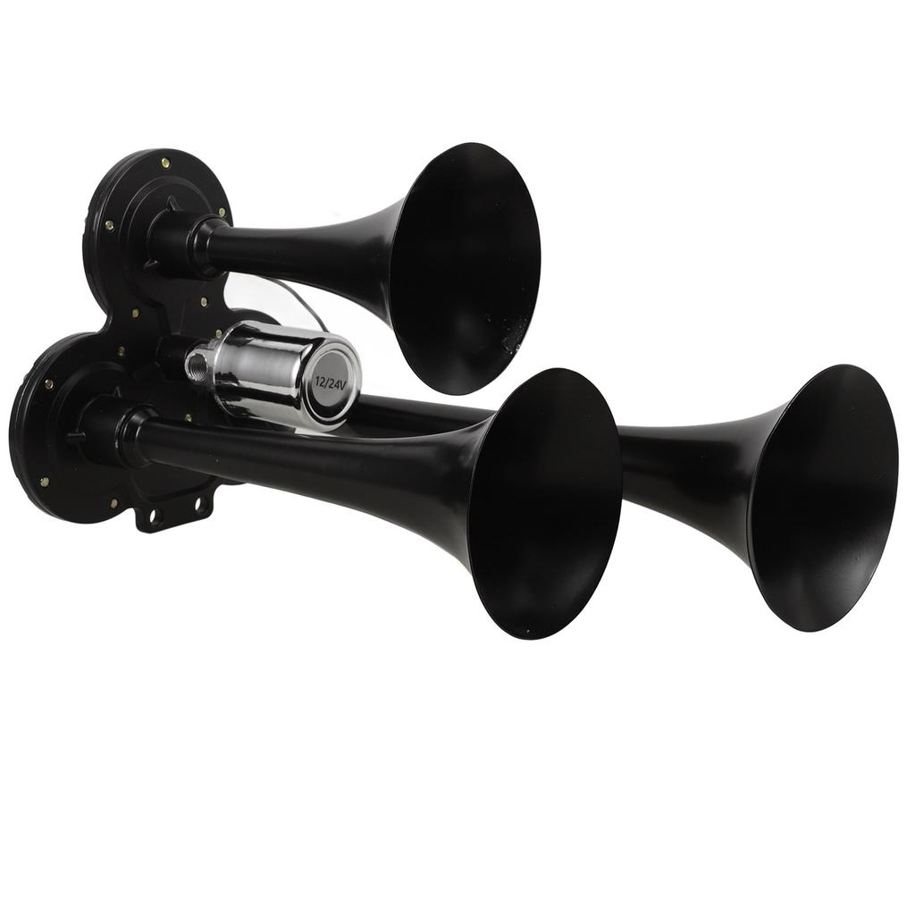 Bocina de Aire Fuerte de Triple Trompeta 12V 24V para Camiones Semirremolques Pickups Bocina de Tren Sonido Claro Trompetas Triples Bocinas de Aire para Camiones