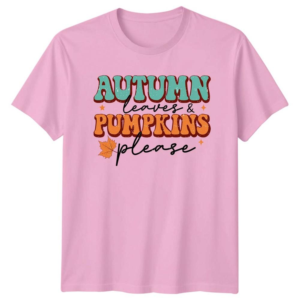 Autumn Leaves And Pumpkins Please TShirt Retro Fall Seasonal Gift