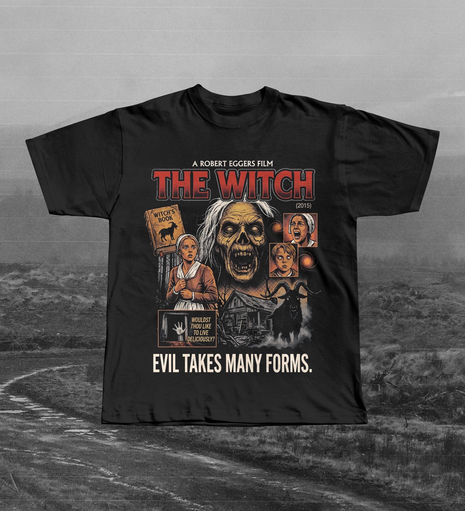 The Witch Film Graphic Tee | Robert Eggers Folk Horror T-Shirt | Black Phillip Shirt M