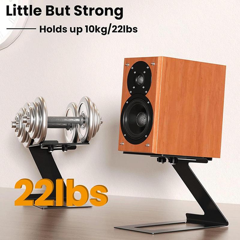 Desktop Speaker Stand Incline Design Metal with Vibration Absorption Pad for Game Room Bookshelf Bedroom Office Living Room