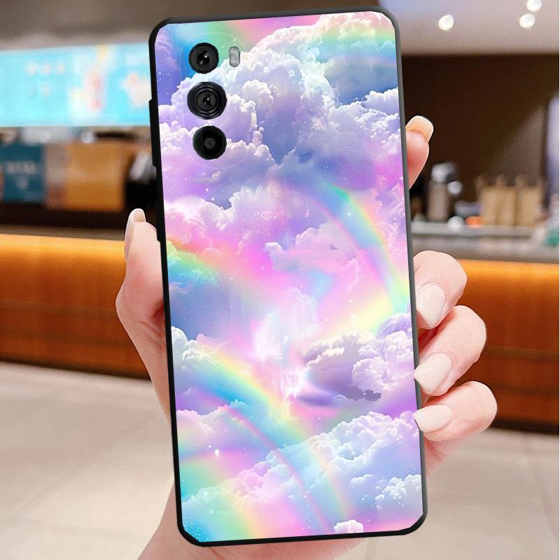 Phone Case For Motorola Edge 50 40 Pro 60 50 40 30 Ultra Neo Fusion Moto G Play G Stylus G Power G Rainbow Clouds