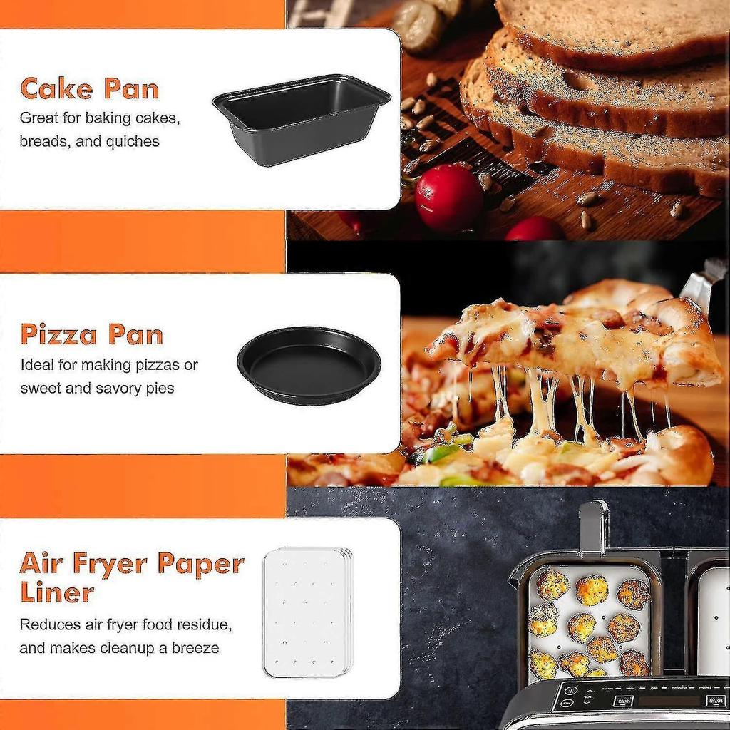 Air Fryer Accessories, Set Of 9 Fit Compatible Ninja Dual Air Fryer Af300uk, Af400uk & Most 3.7qt - 4.2qt And Larger Dual Zone Air Fryers, Include Cak