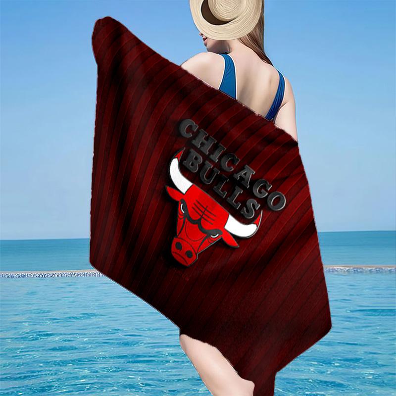 1pz Telo da Spiaggia Logo Chicago Bulls - Morbido, Microfibra Assorbente, Leggero, Ideale per Spiaggia, Feste, Viaggi, Campeggio, Regali per Fan