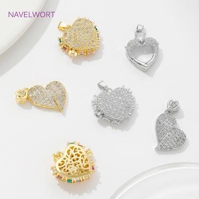 3 Styles Inlaid Zircon Heart Charms Pendant 18K Gold Plated Heart Pendant For DIY Necklace Making Fittings,Supplies For Jewelry