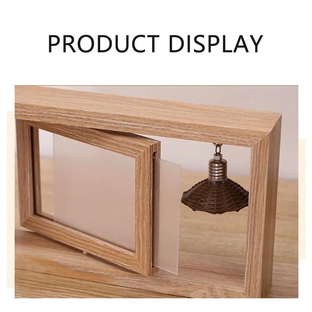 6 Inch Wooden Photo Frame Rotatable with Pendant Rotating Picture Frame Handmade Natural Wood Finish Double Sided Frame