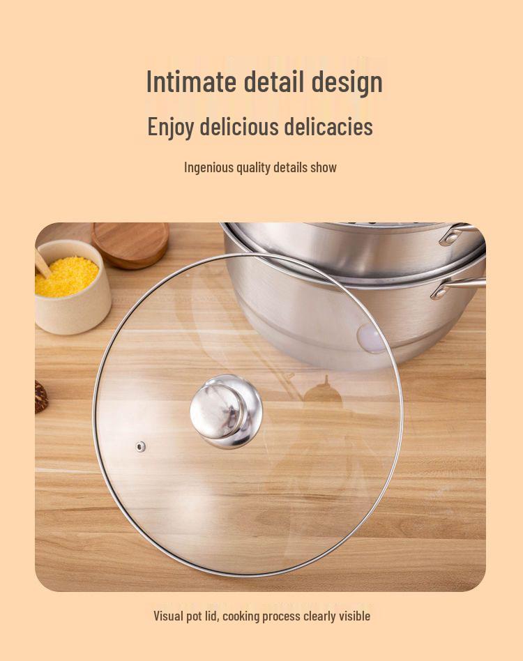 American Style Stainless Steel Multi-Functional Double-Layer Steamer Pot for Cooking and Soup