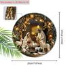 Nativity Scene Wooden Sign, Jesus Chases The Lost Lamb Round Sign for Front Door Wall Hanging Decor, Ideal Christmas Ornament