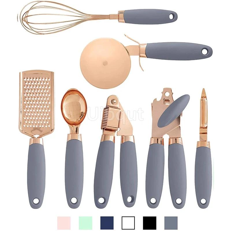 Trinket Set Kitchen Tools Accessories Gadgets Garlic Press Grater Kitchen 7-piece Set Rose Gold Baking Tool Whisk Egg Mix Tool