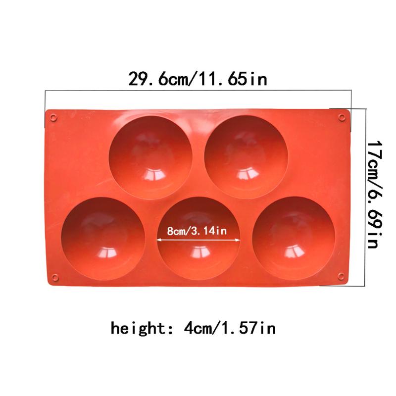 5-Hole Circular Footprint Silicone Baking Tool Non-Toxic Flexible DIY Mold for Cookie Fondant Cake Chocolate Holiday Gift Making