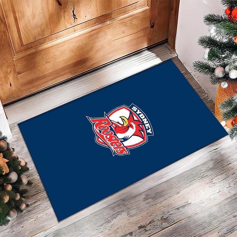 Sydney Roosters Kristall-Samt-Teppich Weich Anti?Rutschfeste Fußmatte Bequemer Wohnzimmer Schlafzimmer Dekor Teppich
